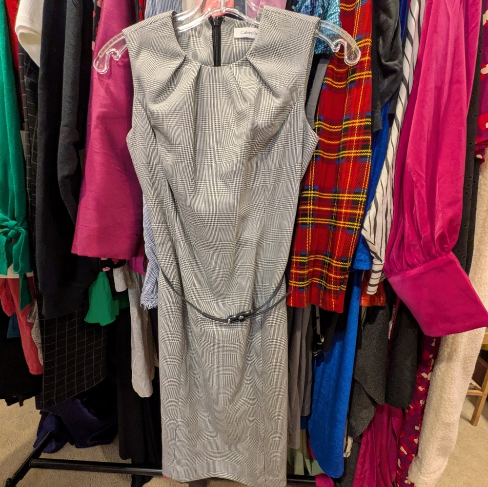 Calvin Klein Sleeveless Houndstooth Dress - 6